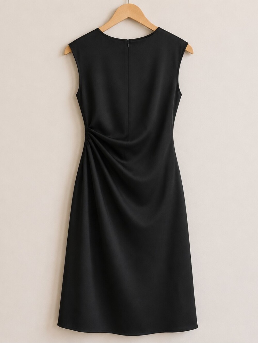 BANANA REPULIC SHIRRED-SIDE SATIN MIDI DRESS. - Picture 3 of 4